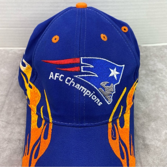 New England Patriots Hat Adult Blue Vintage Retro Flames NFL Football RARE OSFM - Picture 4 of 10